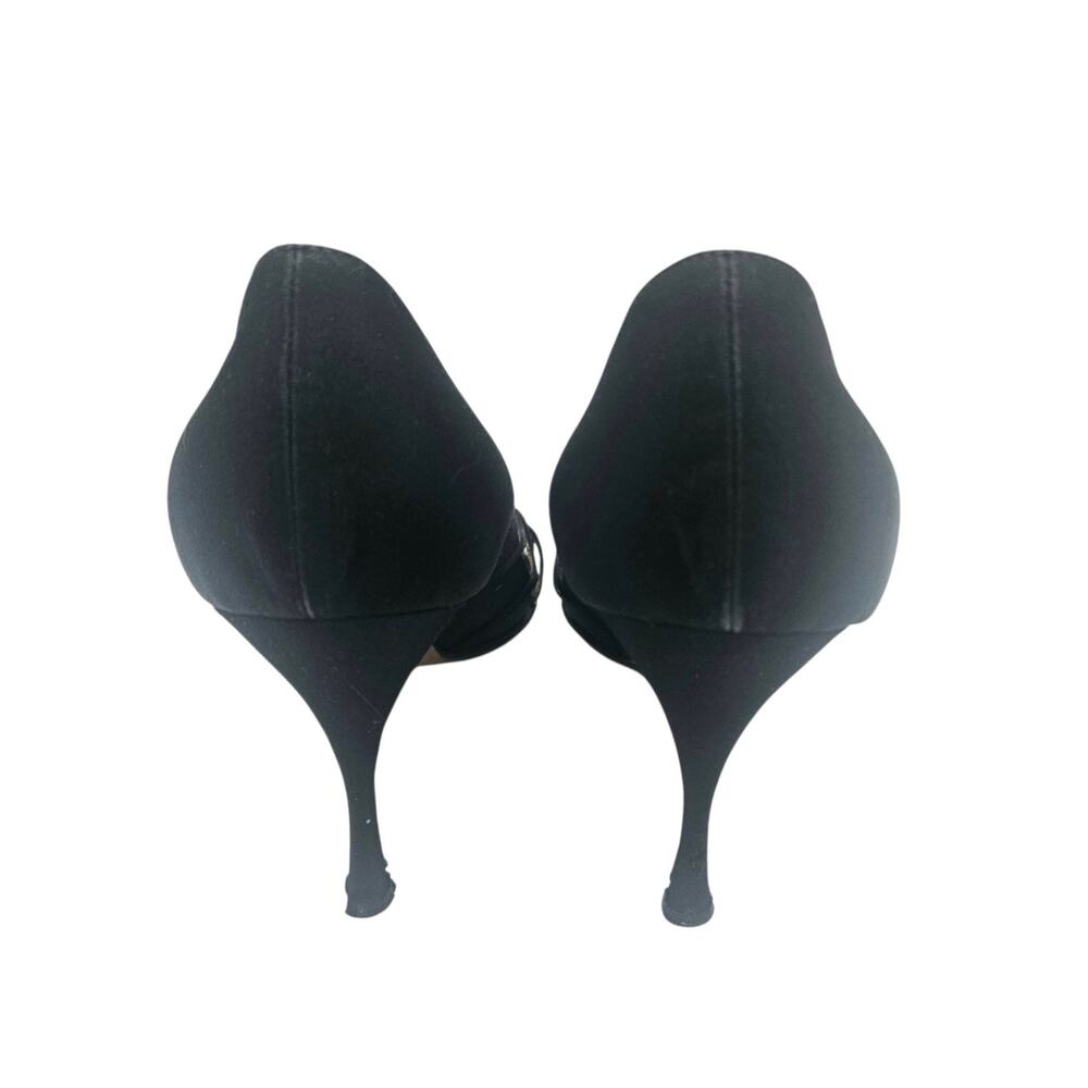 Vintage Dolce & Gabbana Black Satin Strap Heels Italy Sz 40 1/2 US 9.5 - Picture 5 of 11